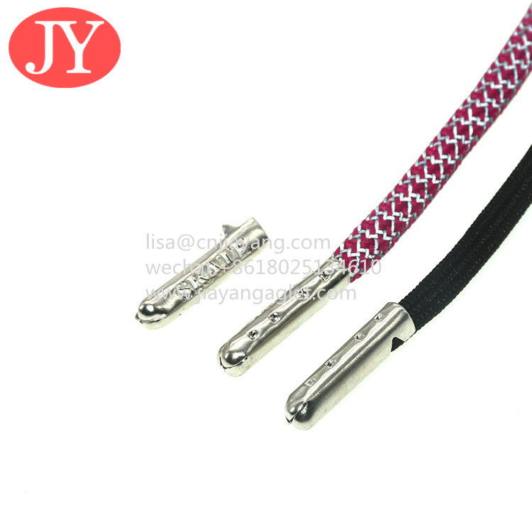 Wholesale Jiayang Garment drawstring manufacturer custom engrave logo aglets hoodie laces with a metal tip from china suppliers