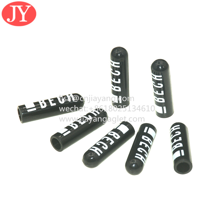 Wholesale Custom Tpu Soft Tube Print Logo Plastic Aglet tips 6*4.1*22mm Black Plastic Tipping For Beach Pants/ Waist Rope from china suppliers