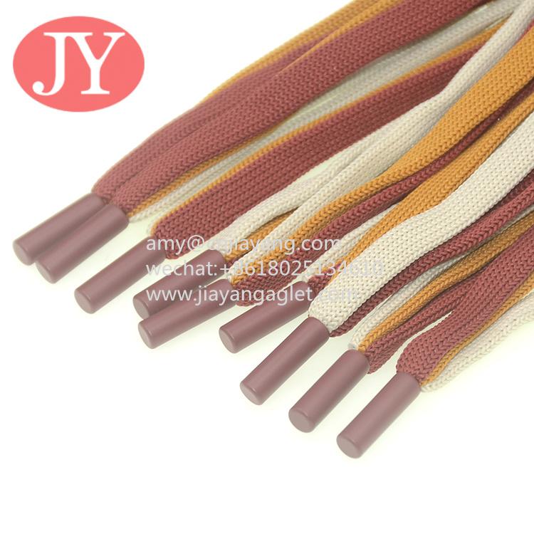 Wholesale custom drawstring cord colored flat hoodie draw string  injected rubber plastic tips Draw cords from china suppliers