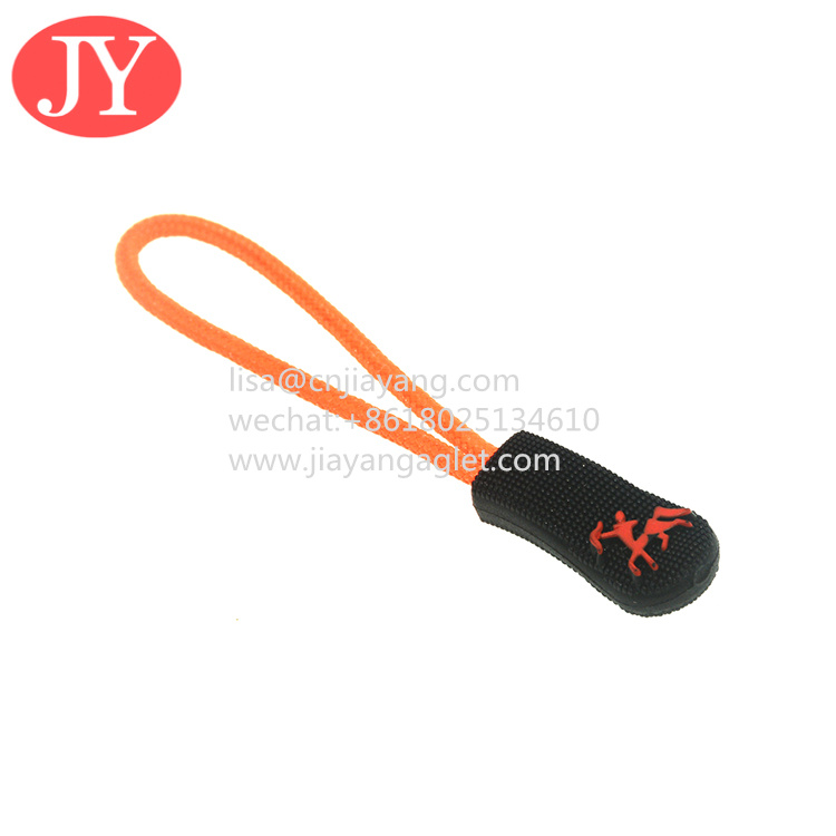 Wholesale 3d embossed logo PVC /RUBBER /silicon zipper pull black color zipper tag for handbags from china suppliers