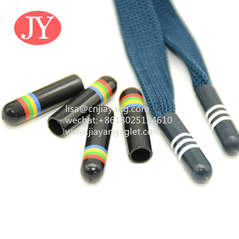 Wholesale china factory two colors transfer  shoelace plastic aglet hand paint drawstring cord round flat cotton rope cord ends from china suppliers