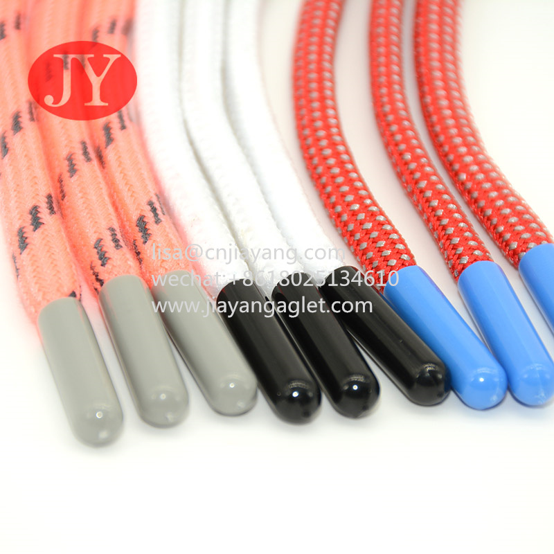 Wholesale 2021 new style black/red/blue/color plastic aglets hand painting shoelace cord with round cotton drawstrings from china suppliers