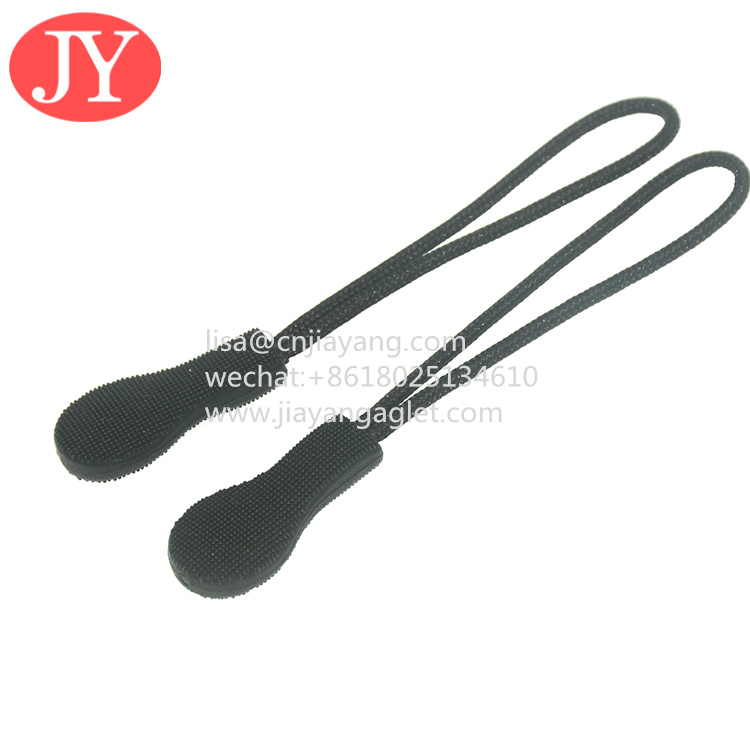 Wholesale 3d embossed logo PVC black color reflective zipper pull tag label customized logo from china suppliers