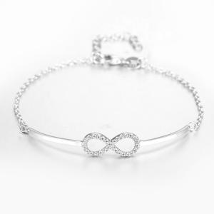 Wholesale 15cm 925 Silver CZ Bracelet Rhodium Plated AAA+ Cubic Zircon from china suppliers
