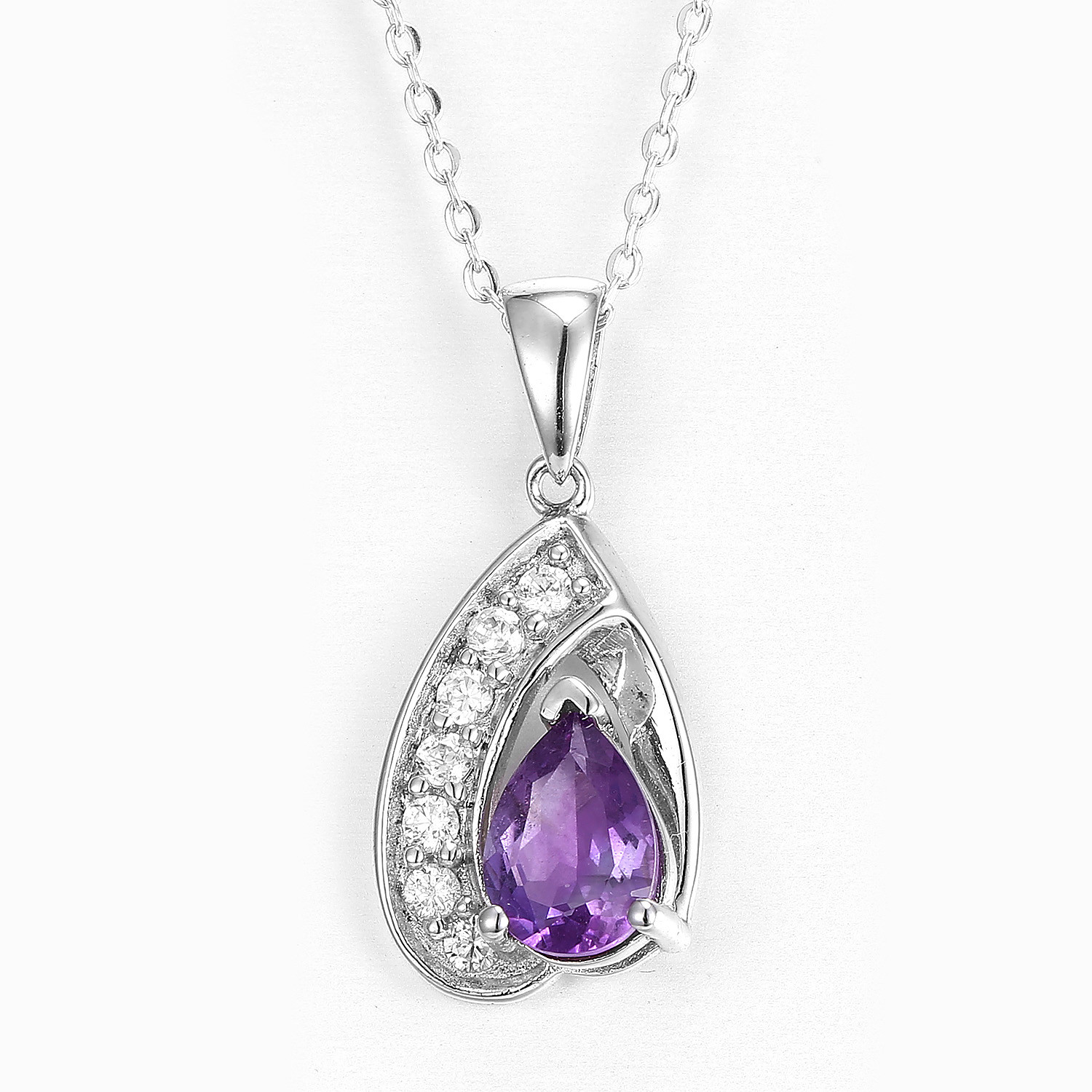 Wholesale 8mm 10mm 925 Silver Gemstone Pendant Amethyst Sterling Silver Teardrop Necklace from china suppliers