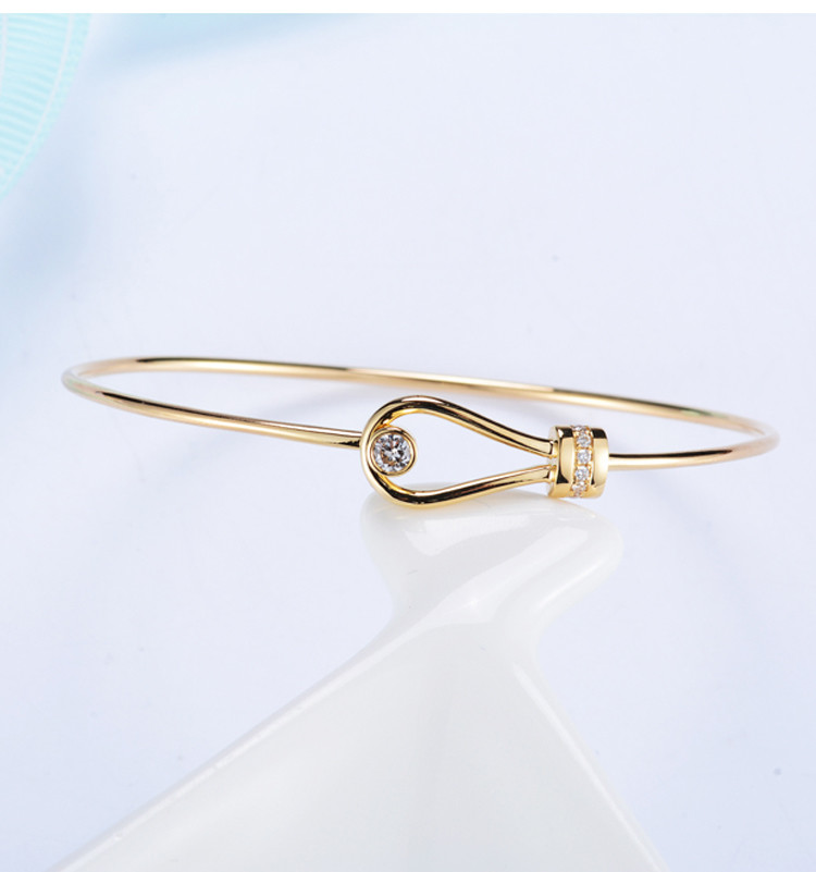 Wholesale Gold Bangles Gold Value 18K Gold Diamond Bangle 0.15ct Open-Type Lock from china suppliers