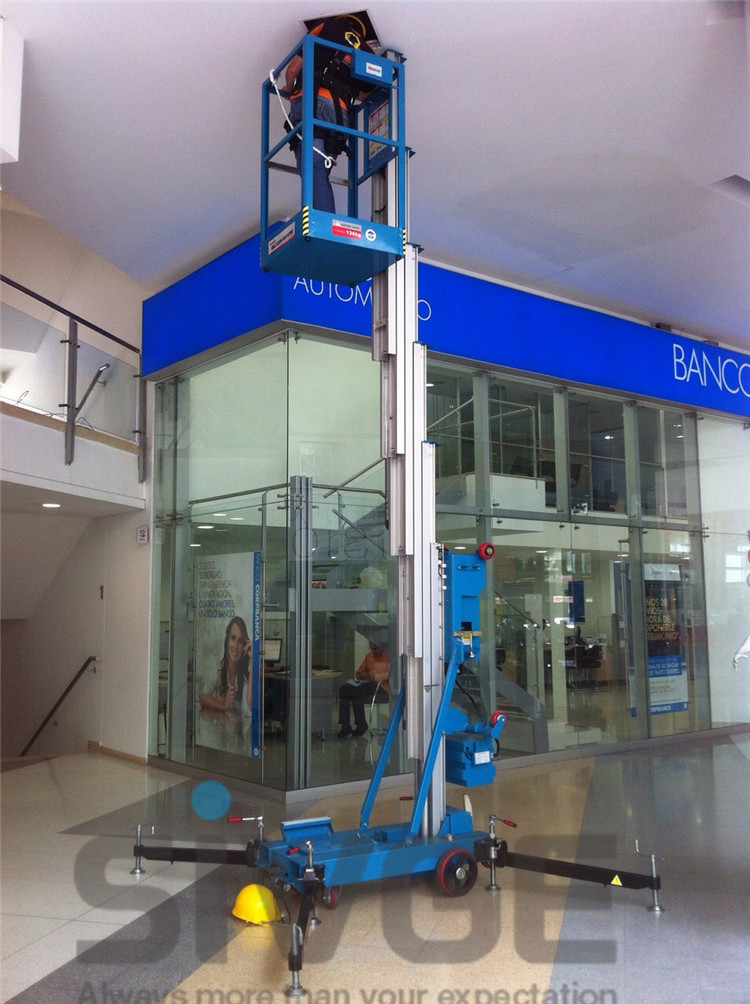 Wholesale 10m Single Mast Blue Hydraulic Lift Ladder 120kg Load For Office Buildings from china suppliers