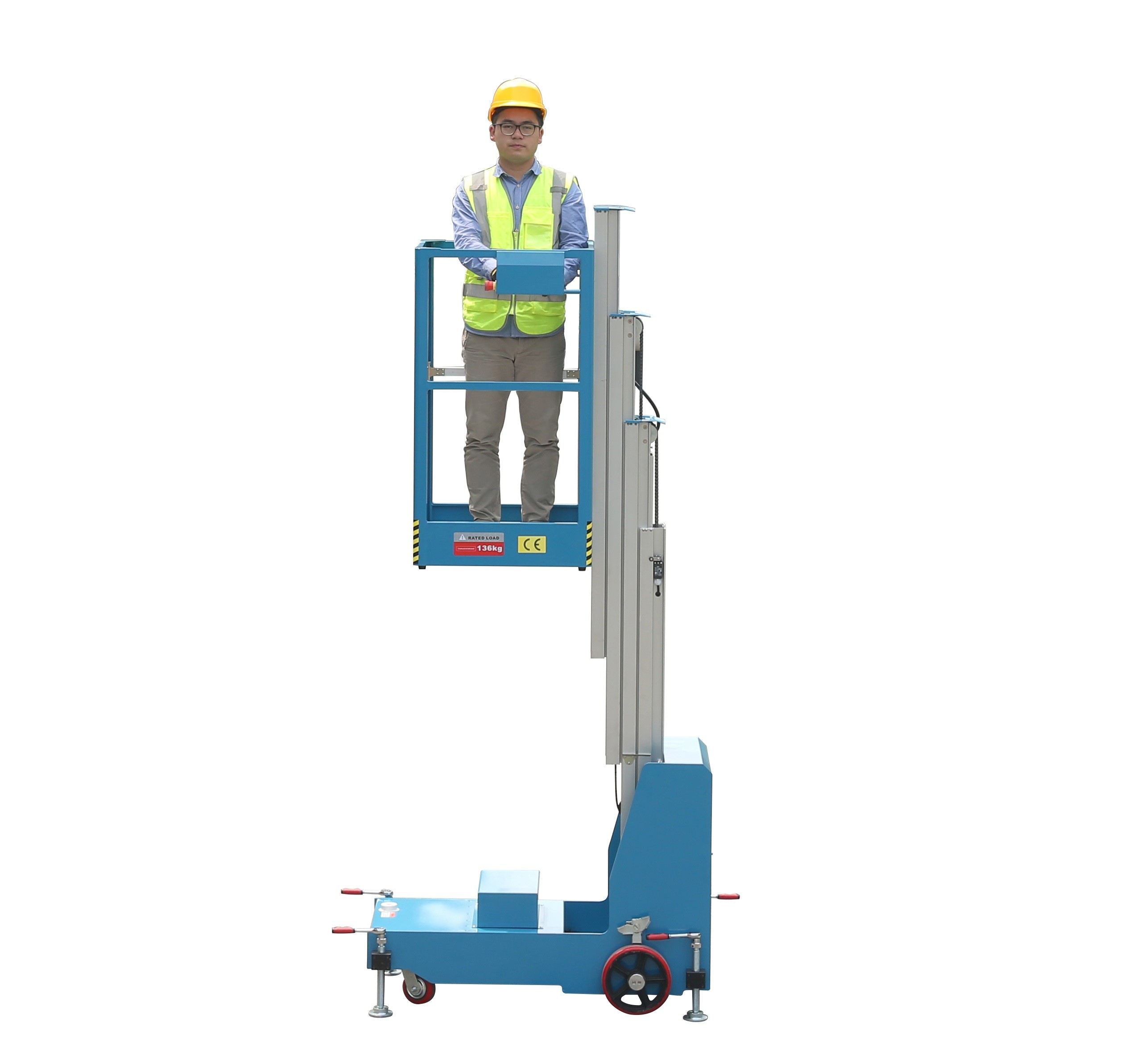 Wholesale 4 m CE Certificated Mobile Single Mast Aerial Work Platform For Supermarket from china suppliers