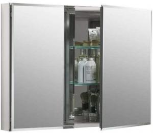 Wholesale Double Door Aluminum Storage Cabinet  / Aluminium Vanity Cabinet Sleek Mirrored from china suppliers