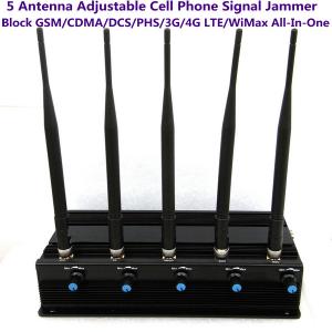Wholesale 5 Antenna Power Strength Adjustable Mobile phone Jammer GSM/CDMA/DCS/PHS/3G/4G LTE/WiMax from china suppliers