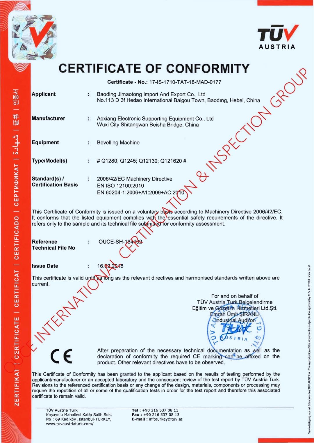 Cangzhou Junxi International Trade Co., Ltd. Certifications