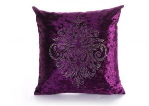 Wholesale Custom Unique Creative Shiny Diamonds Logo Purple Square Soft Velvet Pillow Case from china suppliers