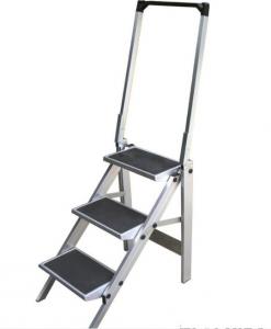 Wholesale UV Certificate 3 Step Aluminum Ladder , Two Wide Step Stool Ladder With Tool Box And Wheels from china suppliers