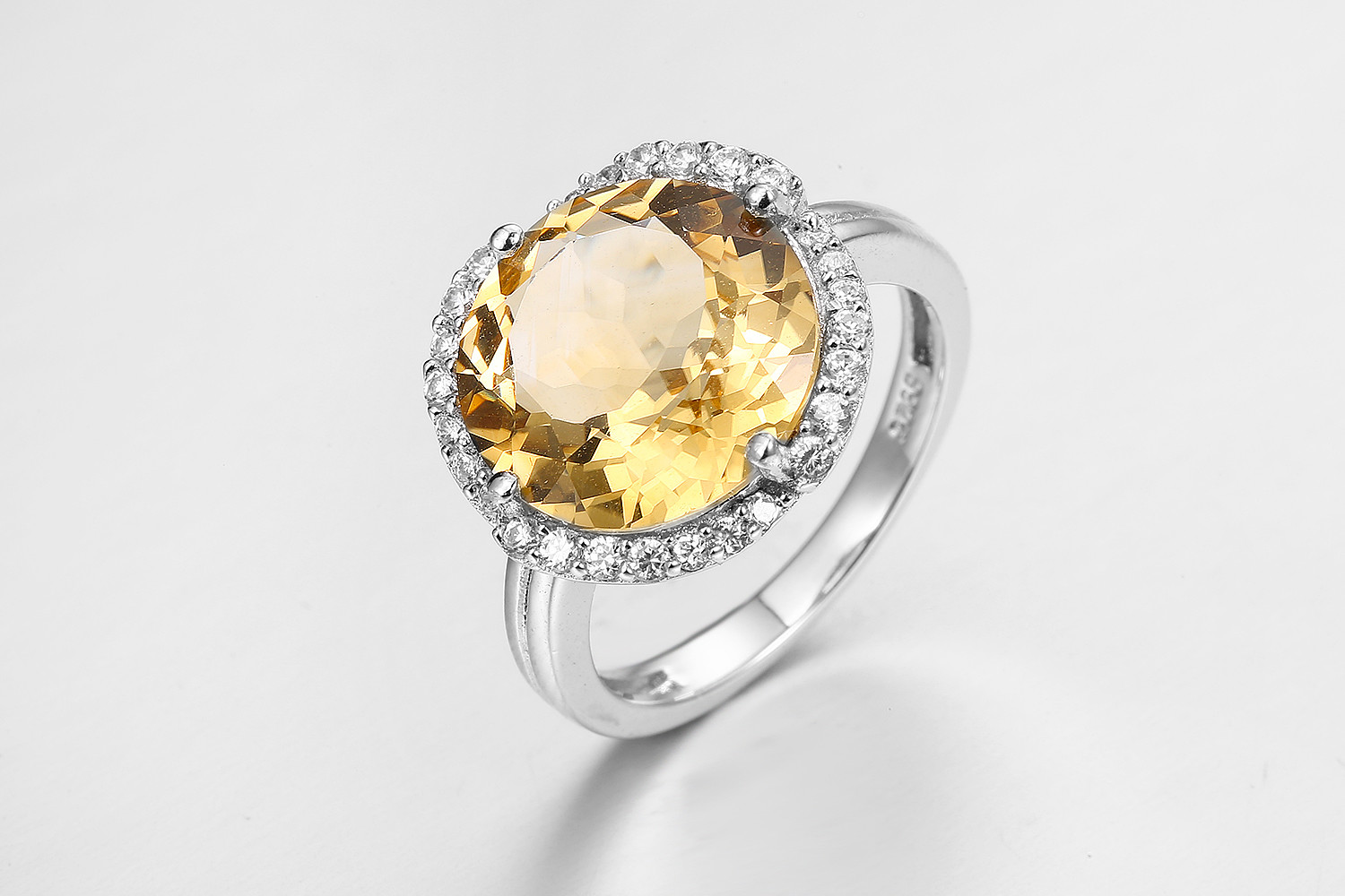 Wholesale 3.7g 925 Silver Gemstone Rings With Citrine Stone PVD Plated from china suppliers