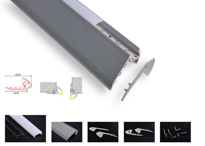 Wholesale Stair Lighting Led Aluminum Profile 6063 T5 Recessed Opal Cover 2m 3m Length from china suppliers