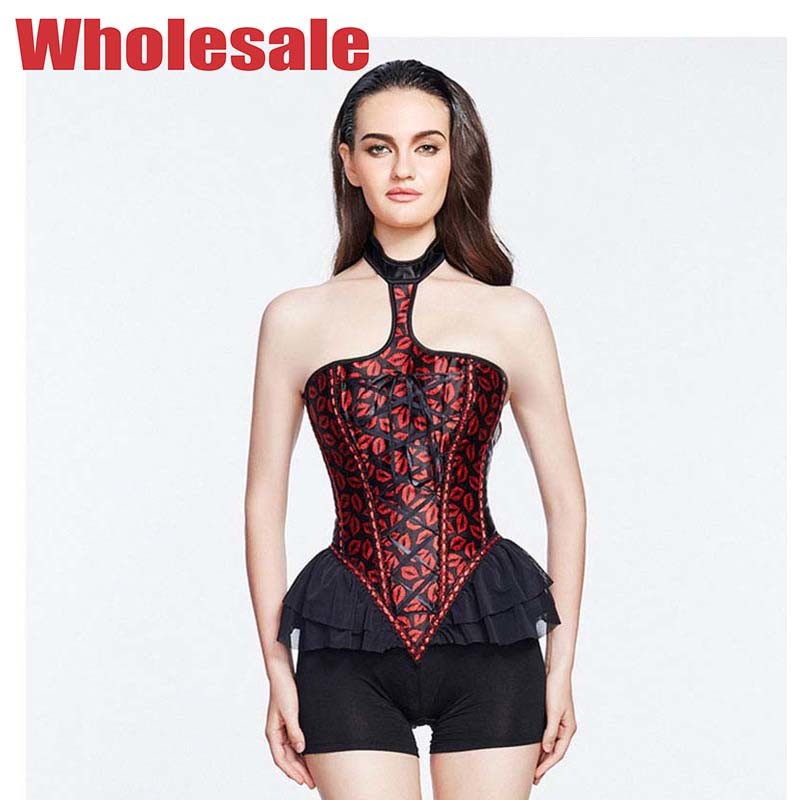 Wholesale Polyester S Halter Bustier Dress Red And Black Bustier And Corset from china suppliers