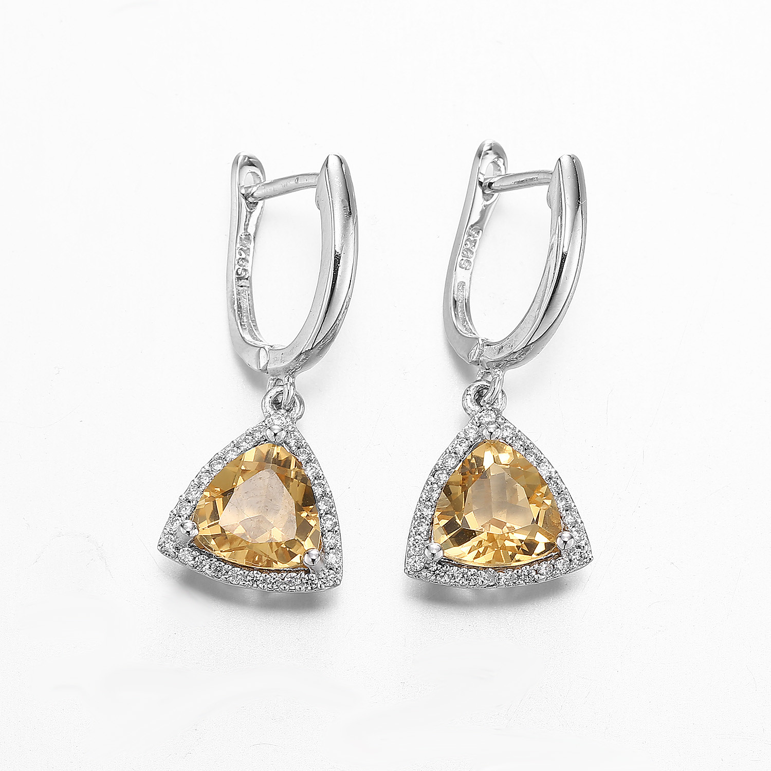 Wholesale 3.8g 925 Sterling Silver Gemstone Earrings Lemon Yellow Citrine Topaz from china suppliers