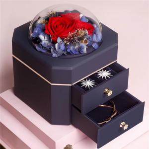 Wholesale Rose 2 Layer Drawer Jewelry Box , 1200g Clear Window Wedding Ring Case ALLICO from china suppliers