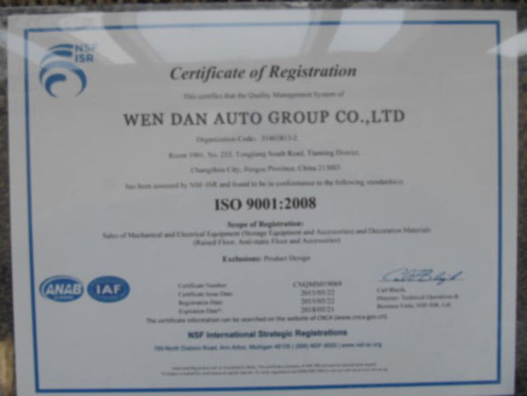 Zangoo Auto Group Co., Ltd Certifications
