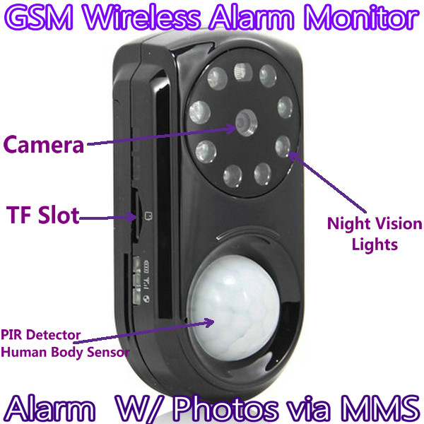 Wholesale GSM Wireless Home Security Camera Alarm Monitor W/ PIR Detection & Alarm W/ Photos via MMS from china suppliers