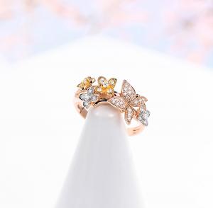 Wholesale Wedding rings Rose Gold Butterfly Diamond Ring 18K gold diamond rings from china suppliers
