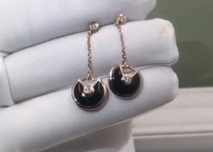 Wholesale Classic Shape Glossy Rose Gold Cartier Amulette Earrings With Onyx from china suppliers