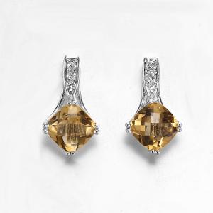 Wholesale Yellow 925 Sterling Silver Gemstone Earrings 2.6g Silver Citrine Drop Earrings from china suppliers