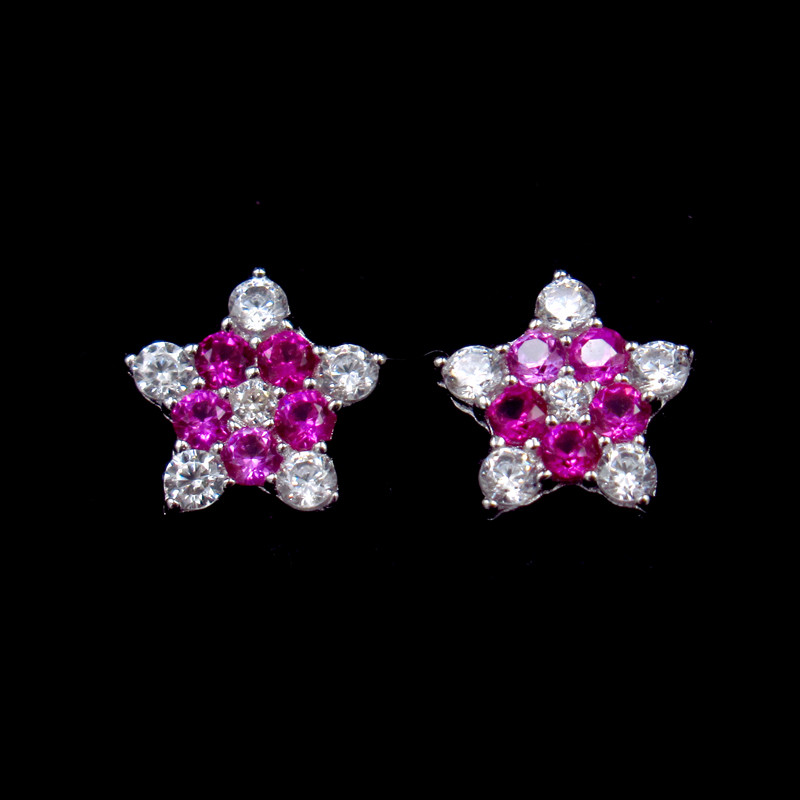 Wholesale Star Shape Silver Cubic Zirconia Earrings Pure 925 Silver Custom Color from china suppliers