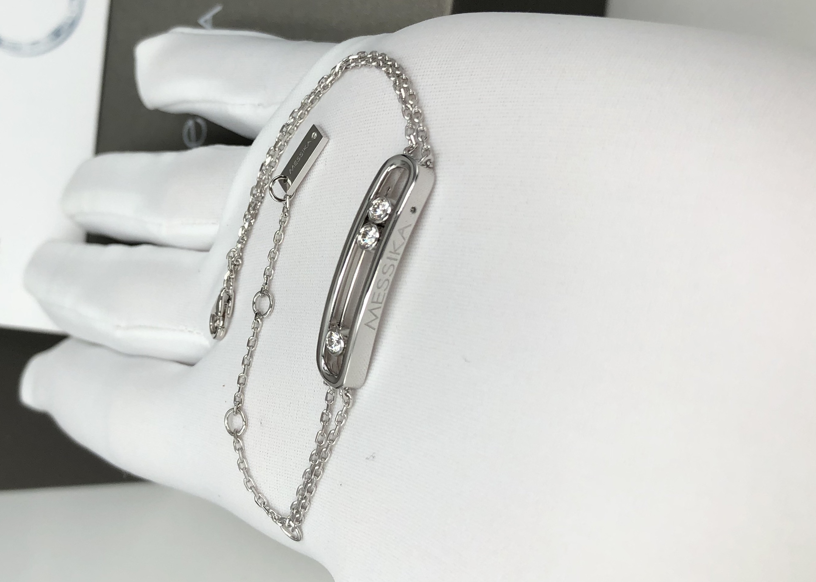 Wholesale No Gemstone Messika Dual Chain 18k White Gold Diamond Bracelet Large Size from china suppliers