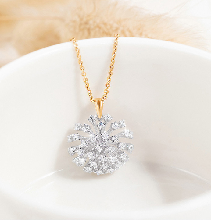 Wholesale 1.0ct 18K Gold Diamond Necklace Womens Dandelion Wish 4.5g from china suppliers