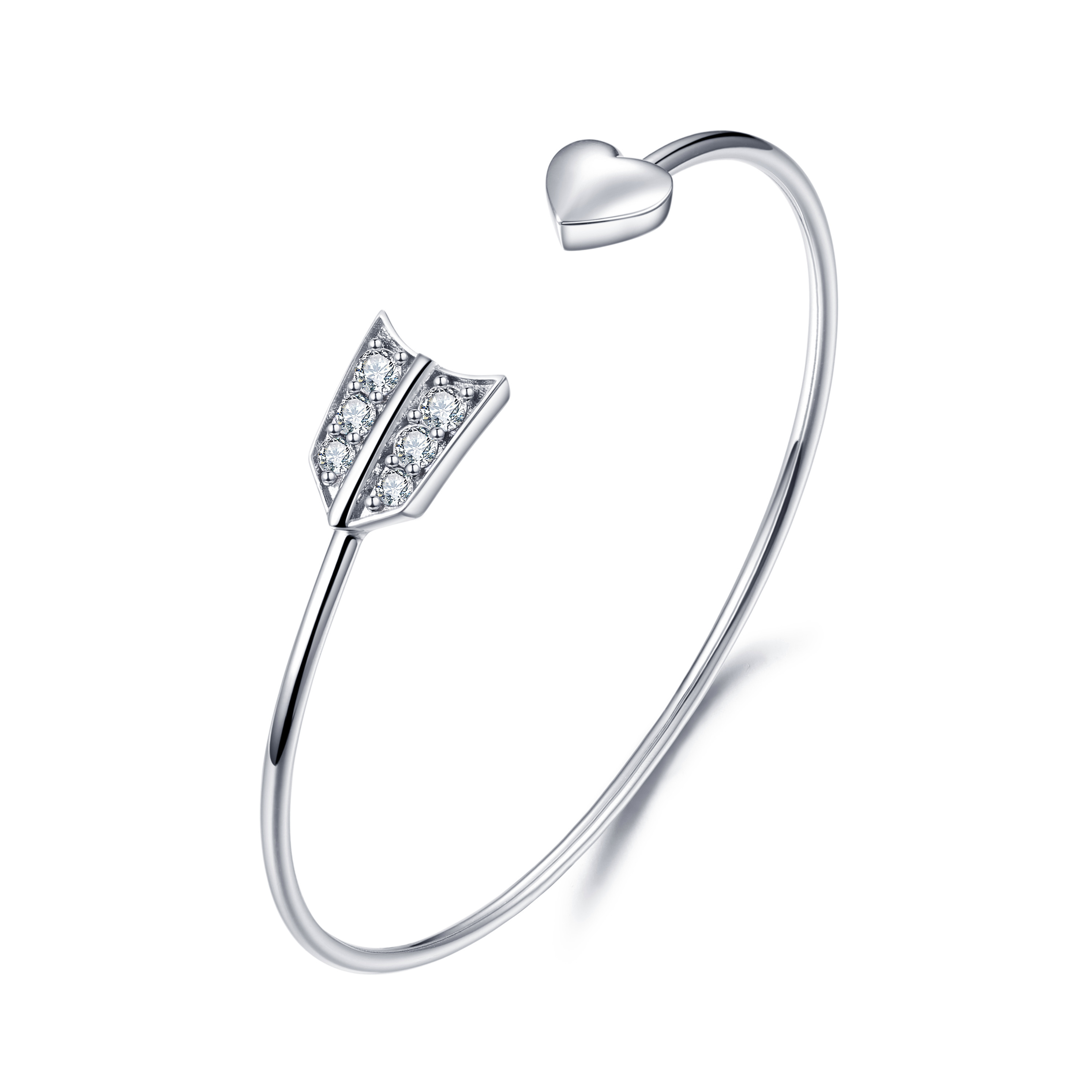 Wholesale Rhodium Plated Cupid'S Arrow Bracelet 3.0mm White Gold Bangle Womens from china suppliers