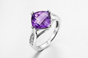 Wholesale ODM AAA Cubic Zirconia Sterling Silver Band Rings 4.0g Square Cut Amethyst from china suppliers