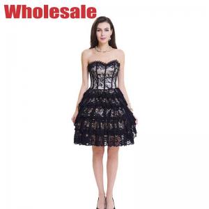 Wholesale Grey 9 Bones Floral Lace Bustier And Corset Dress With Zipper from china suppliers