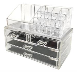 Wholesale 4 Tier Clear Acrylic Makeup Organizer Drawers Removable With Lipstick Holder from china suppliers