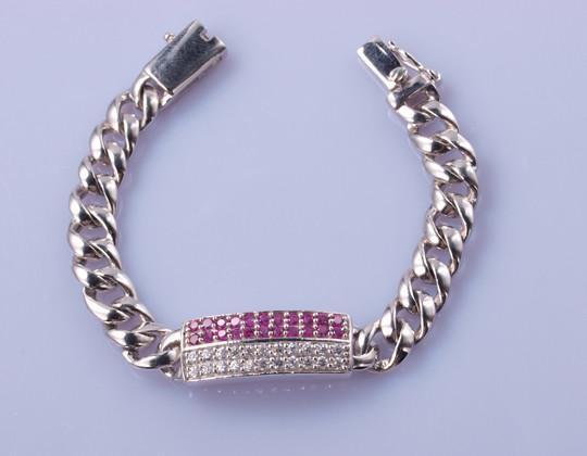 Wholesale 13.5cm 925 Silver CZ Bracelet AAA+Grade Cubic Zirconia Pinky White from china suppliers