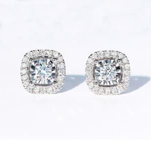 Wholesale 18K Gold Card-Cut Diamond Stud Earrings 2.0g 18K White Gold Fashion Show from china suppliers