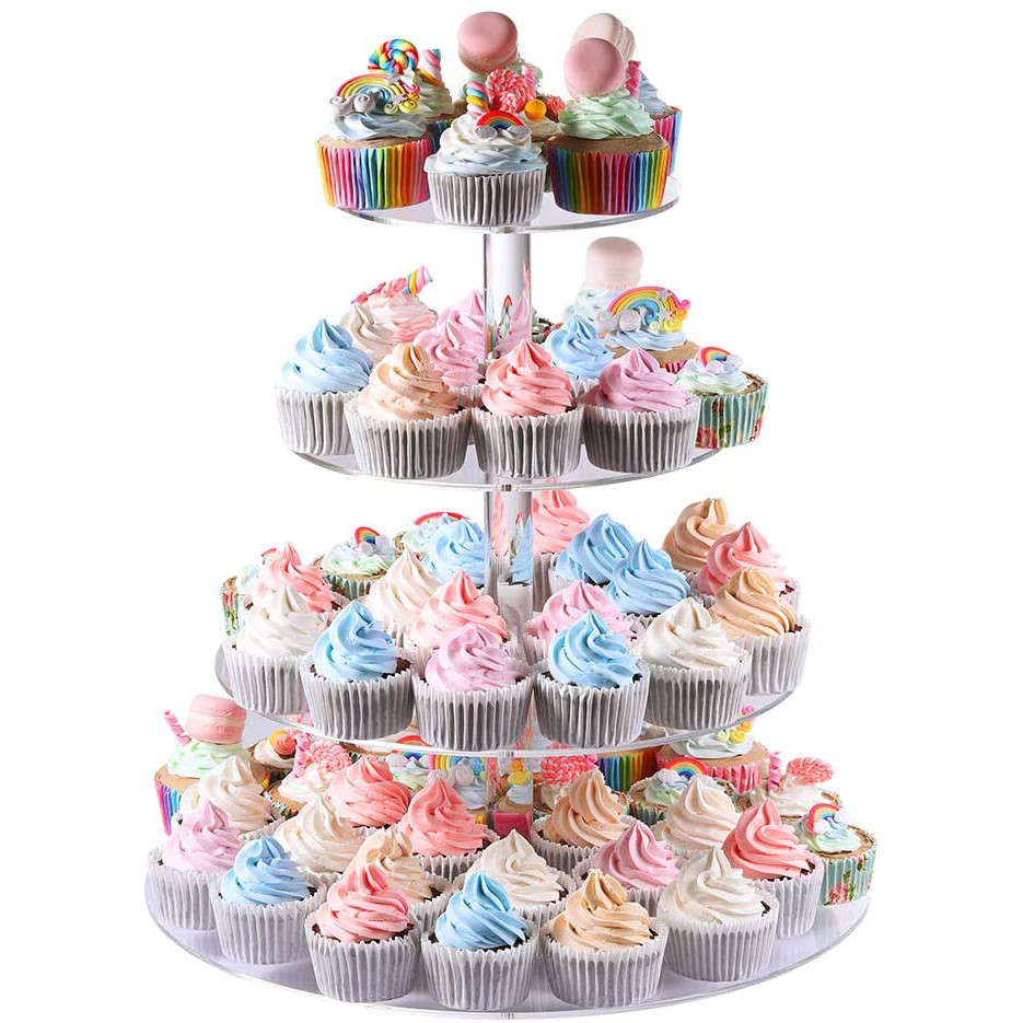Wholesale Custom 3 4 5 Tier Acrylic Round Cupcake Stand For Wedding Party from china suppliers
