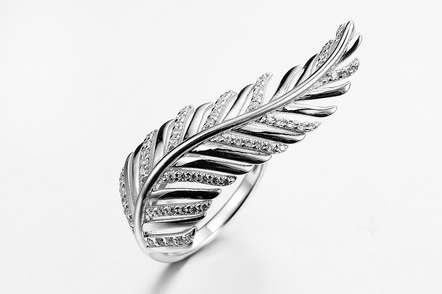 Wholesale Inregular Shape 925 Silver CZ Rings AAA Sterling Silver Angel Wing Ring from china suppliers