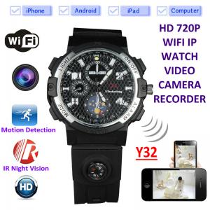 Wholesale Y32 32GB 720P WIFI IP Spy Watch Camera Wireless Remote CCTV Video Monitor IR Night Vision Home Security Nanny Camera from china suppliers
