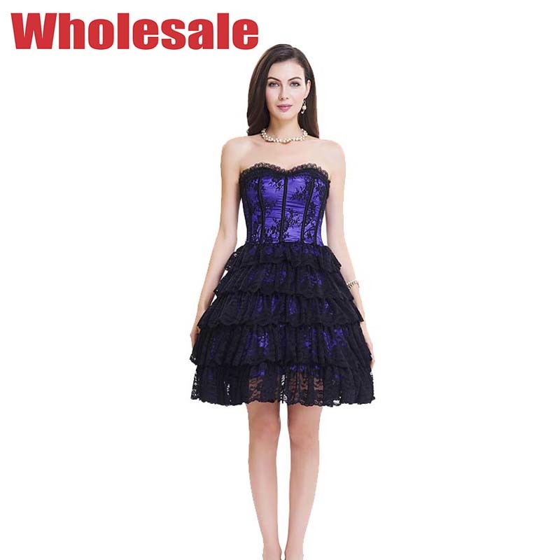 Wholesale Breathable Purple Black 2XL Bodycon Corset Mini Dress With Zipper from china suppliers