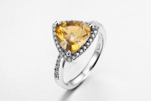 Wholesale Unisex November Birthstone Engagement Ring 4.84g Yellow Citrine from china suppliers
