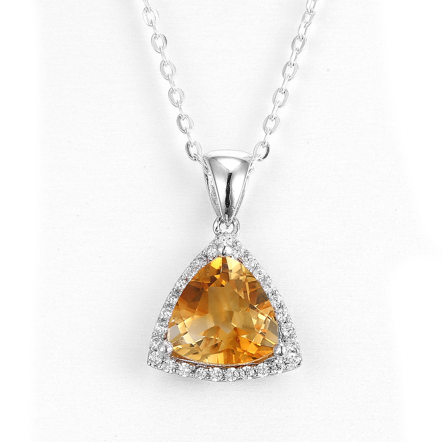 Wholesale 10mm 925 Silver Gemstone Pendant Yellow Triangle Citrine November Birthstone Charms from china suppliers