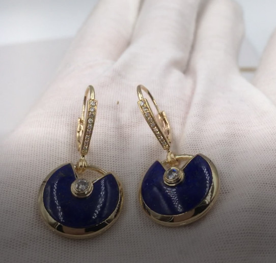 Wholesale Valentines Gift Lapis Lazuli 18k Gold Diamond Earrings , Amulette De Cartier Earrings from china suppliers