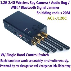 Wholesale 1.2G 2.4G Wireless Spy Camera Audio Bug WIFI Bluetooth Signal Jammer Blocker Single Switch from china suppliers