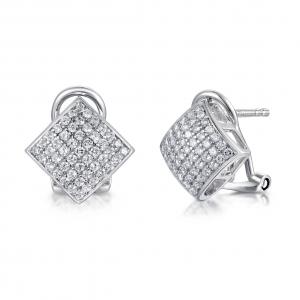 Wholesale Square Earrings Screw Micropave Sterling Silver 1.1mm AAA+ 925 Silver CZ from china suppliers