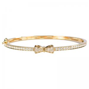 Wholesale Senior Presence 18K Gold Diamond Bowknot Bangle 0.96ct Customized Design from china suppliers