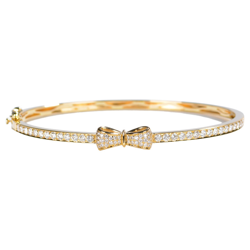 Buy cheap Senior Presence 18K Gold Diamond Bowknot Bangle 0.96ct Customized Design from wholesalers