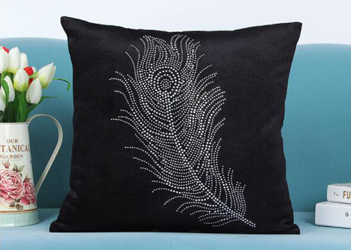 Wholesale Custom Unique Creative Shiny Diamonds Logo Black Soft Velvet Cushion Pillowcase from china suppliers