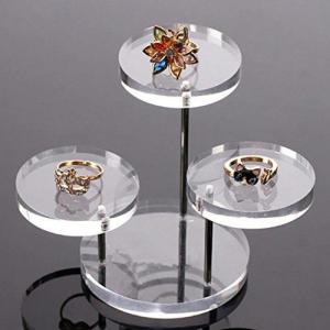 China Clear Round Button Acrylic Jewelry Display Stands 3 Layer For Earring Necklace Ring on sale