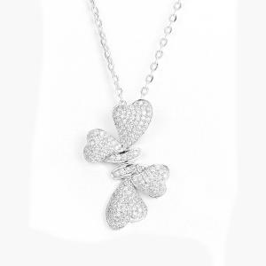 Wholesale 1.73g Sterling Silver Cubic Zirconia Pendant Heart Bow Shape from china suppliers